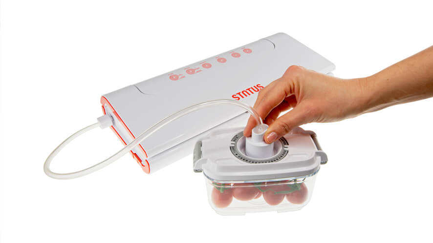 HV100 with a container HV100 vacuum sealing food containers